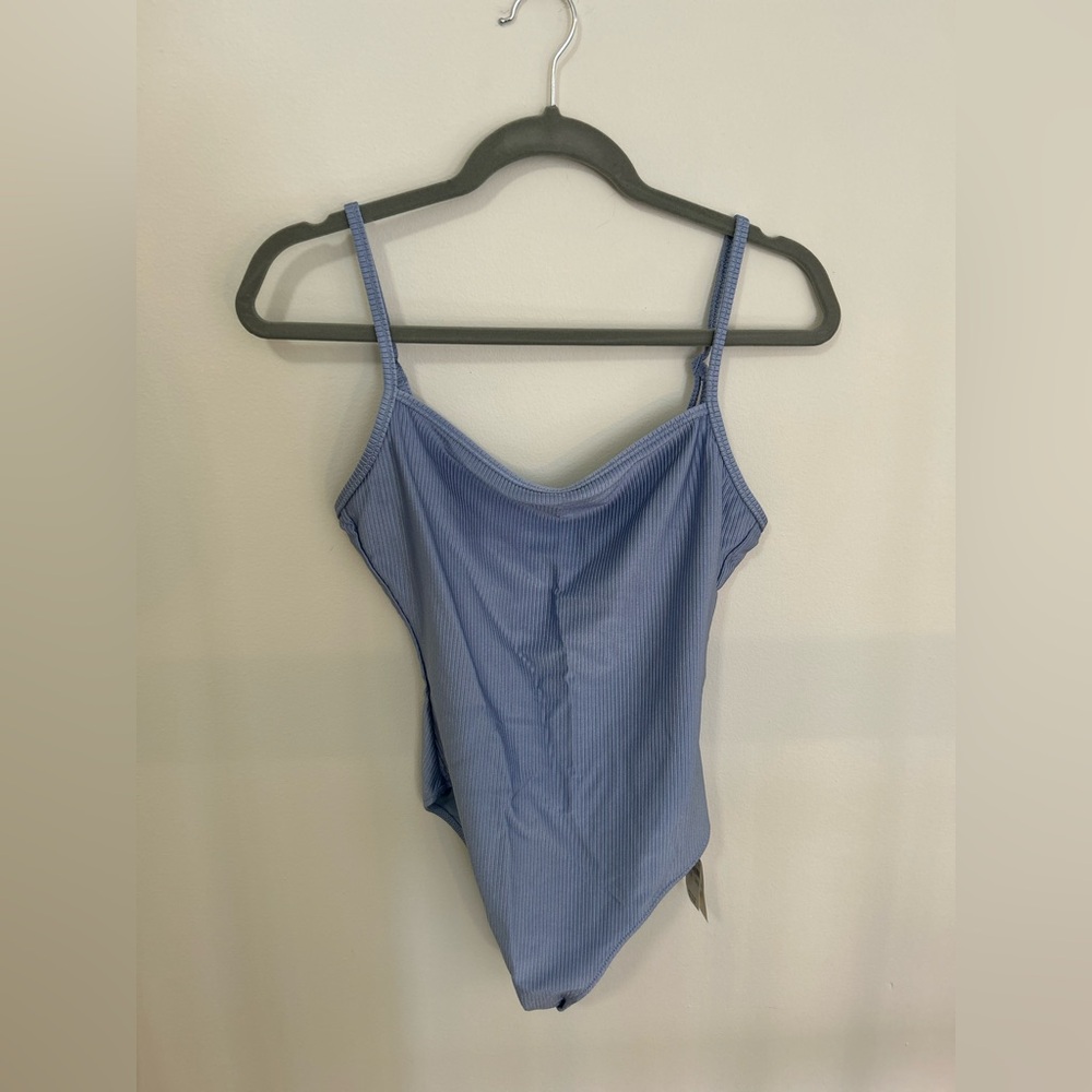 NWT Aerie one piece blue bathing suit. Kind of a shiny color/material.